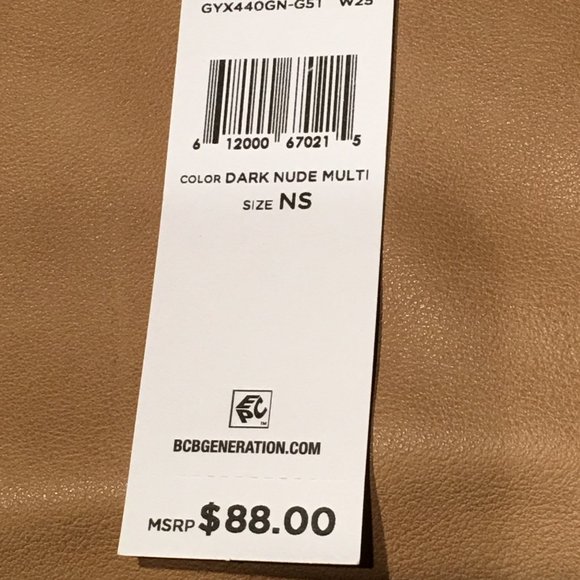 BCBGeneration Ready To Roll Foldover Clutch Dark Nude Snake Prints New With Tag - Picture 10 of 16